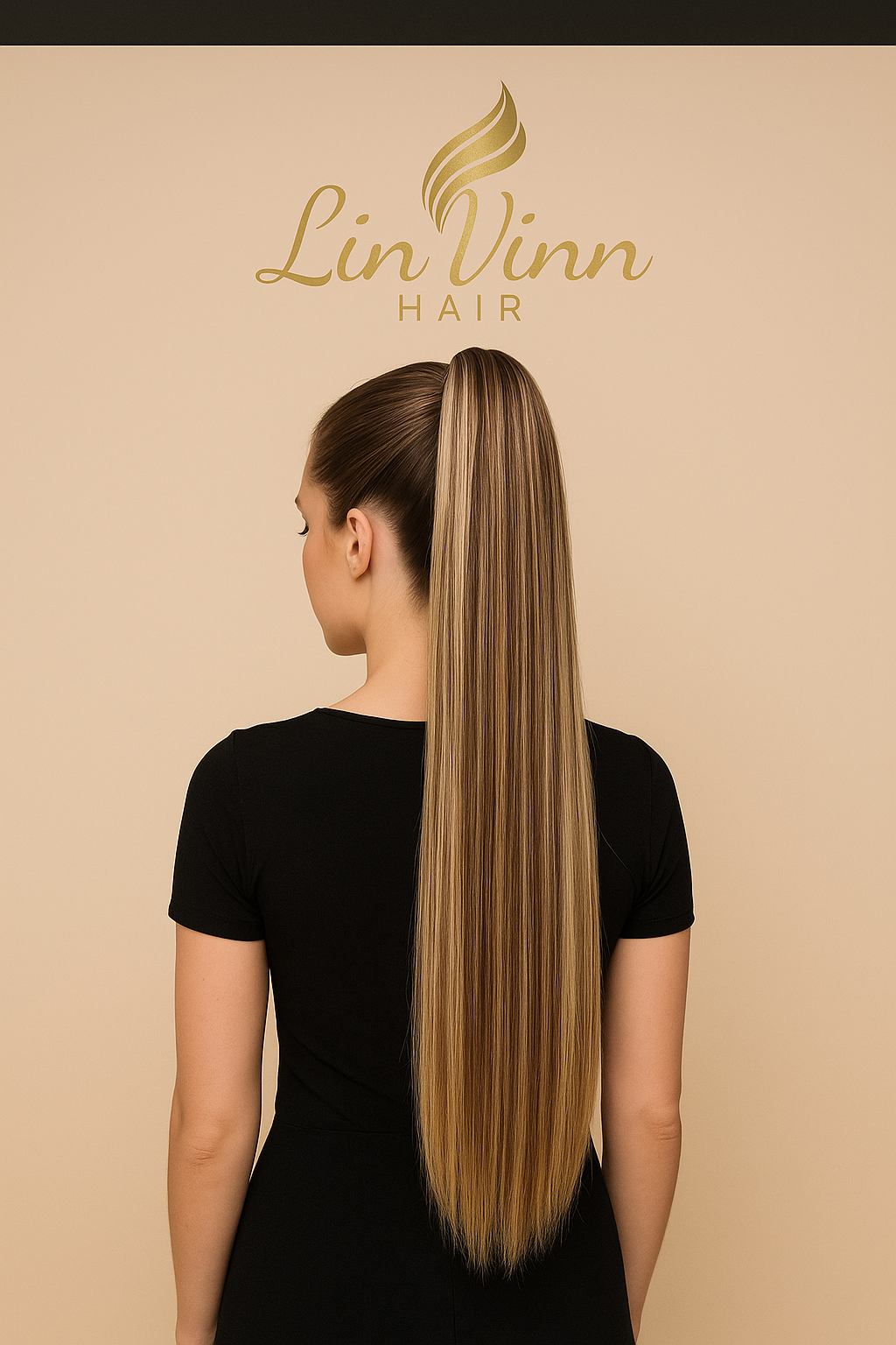 VOLLEDIGE PAARDENSTAART SARA DONKER BRUIN/HONING BLOND MIX 60 CM STIJL
