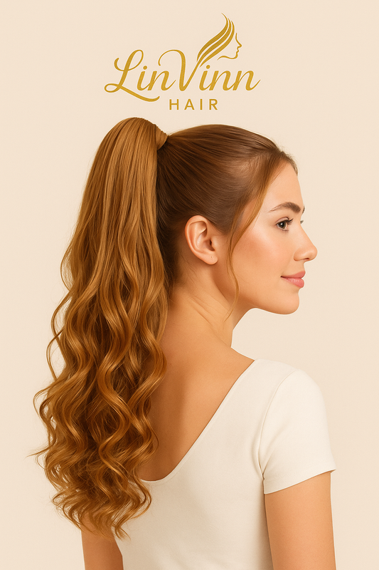 FULL PONYTAIL MILA DONKER HONING BLOND BODYWEAVE 60 CM
