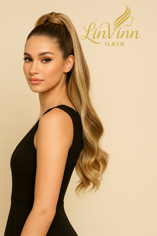 FULL PONYTAIL MILA BRUIN/HONING BLOND MIX BODYWEAVE 60 CM