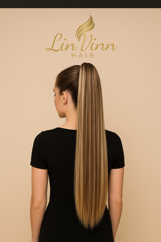 VOLLEDIGE PAARDENSTAART SARA DONKER BRUIN/HONING BLOND MIX 60 CM STIJL