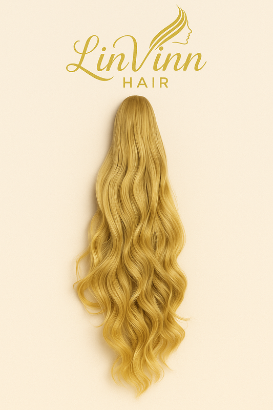 FULL PONYTAIL MILA HONING BLOND BODYWEAVE 60 CM