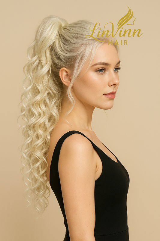FULL PONYTAIL LIZZY ICE BLOND DEEP WEAVY 60 CM