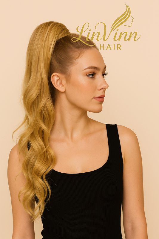 FULL PONYTAIL MILA HONING BLOND BODYWEAVE 60 CM
