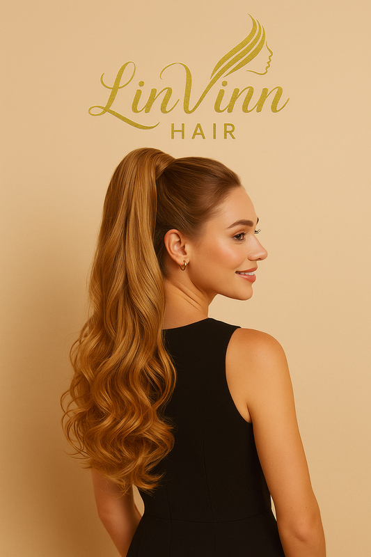 FULL PONYTAIL MILA DONKER HONING BLOND BODYWEAVE 60 CM
