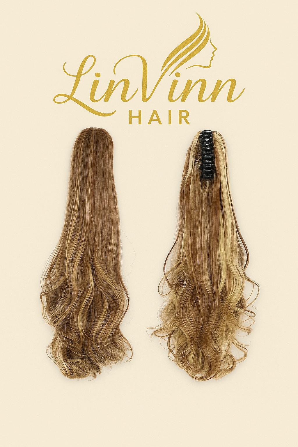 FULL PONYTAIL MILA DONKER BRUIN/BLOND MIX BODYWEAVE 60 CM