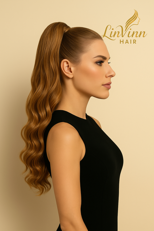 FULL PONYTAIL MILA LICHT HONING BLOND BODYWEAVE 60 CM