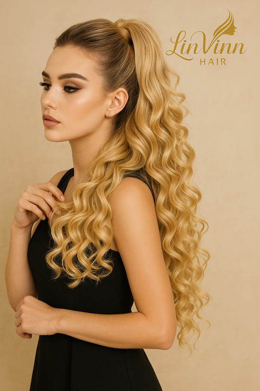 FULL PONYTAIL LIZZY HONING BLOND/BLOND DEEP WEAVY 60 CM