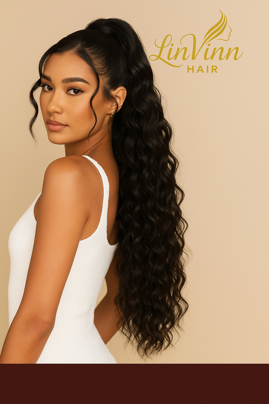 FULL PONYTAIL LIZZY ZWART DEEP WEAVY 60 CM